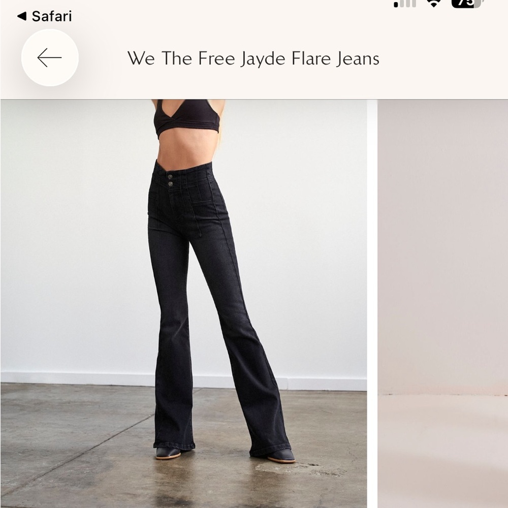 We the Free Jade Flare Onyx Black Flared Jeans - Clean Dark Wash